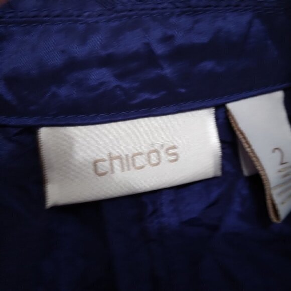 Chico’s | Blue Crinkle Jacket Front Hook Lightweight | Size L (12) - Picture 6 of 8